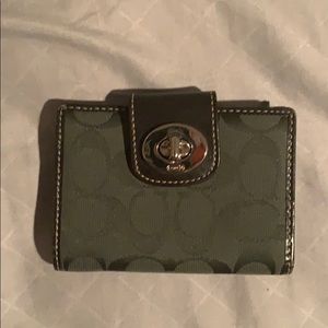 Green Canvas/Leather Coach Wallet